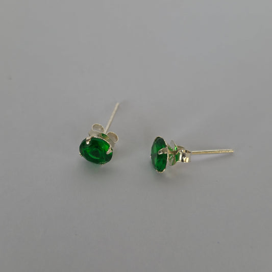 Aro con Tornillo Microcircón Redondo Verde en Plata 925