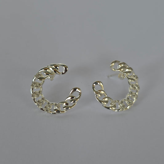 Aros Argolla de Eslabones con Microcircones en Plata 925