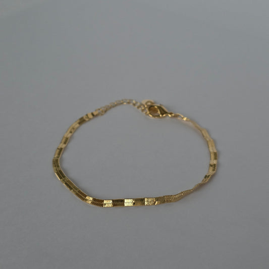 Pulsera Cadena Herringbone Plana Texturizada – Baño de Oro 18K — Joyería BomLeón