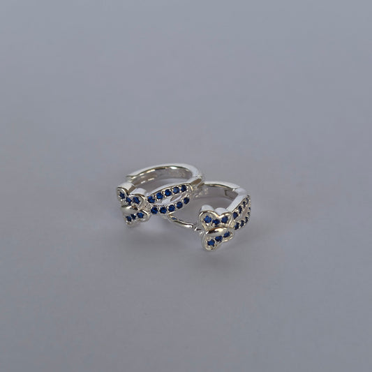 Aros Argolla Mariposa con Microcircones Azules en Plata 925