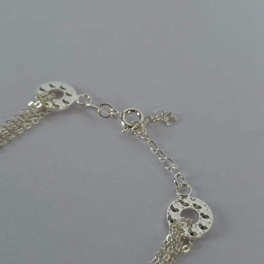 Pulsera Multicadena con Círculos Texturizados en Plata 925