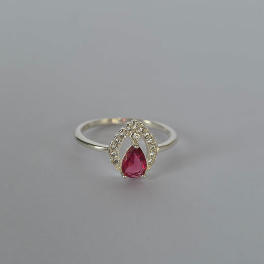 Anillo Gota Fucsia con Microcircones en Plata 925