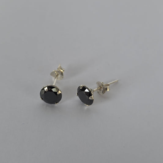 Aros de Microcircón Negro Redondo en Plata 925