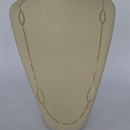 Collar Largo Aros Marquesa Baño de Oro 18K — Joyería BomLeón