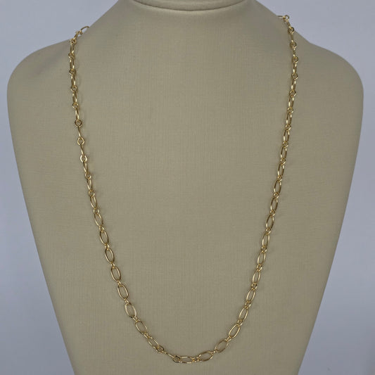 Cadena Eslabón Oval Fino Baño de Oro 18K — Joyería BomLeón